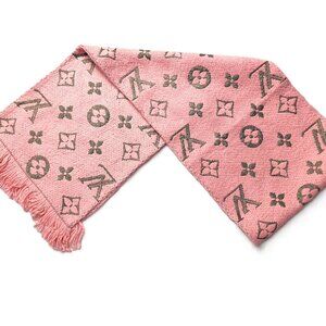 Louis Vuitton LV Pink Silver Shine Monogram Logomania Scarf Pre-Owned